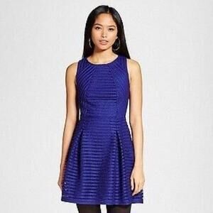 NWT MOSSIMO Sleeveless Sensible Blue Stripe Fit Flare Lined Dress | S